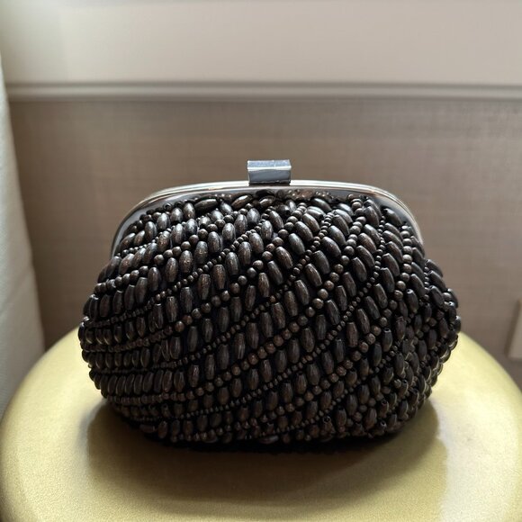 Ann Taylor dark brown beaded evening bag - Picture 2 of 8